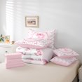 thumbnail image 6 of Manfei Princess Bowknot 7-Piece Bedding Comforter Set For Girls,Letter P Monogram King Bedding Sets For Kids,Pink Reversible, 6 of 7