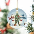 thumbnail image 2 of ViciArt Snowman Christmas Ceramic Ornament, Winter Holiday Decor, Family Snowmen with Tree, 2 of 5