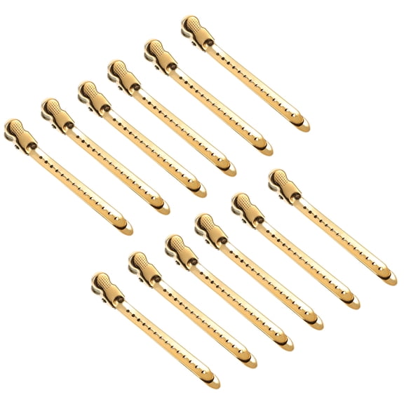 EXHUMKY 12PCS Professional Styling Hair Clips Golden for Women with Long Hair in Salon Use
