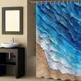 thumbnail image 2 of Fabric Shower Curtain Ombre Blue Beach Wave Oil Painting Style Shower Curtains with 12 Hooks Waterproof Machine Washable Bath Curtains for Bathroom, 54 x 78in, 2 of 6