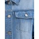 thumbnail image 5 of Chaqueta de mezclilla casual de mujer Inspire Chic con cuello de solapa, manga corta, botones y corte corto, 2XL, azul, 5 of 6