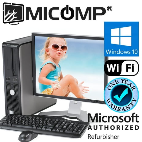 Dell Optiplex 755 Core 2 Duo 3.0Ghz 4Gb 500Gb Dvd Windows 10 Professional 64 Bit Desktop Computer PC & 19" LCD Monitor