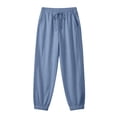 thumbnail image 5 of Women's Linen Pants with Pockets Side Lace Trim Trendy Beach Vacation Casual Trousers Elastic Bottom (XL, Light Blue), 5 of 8