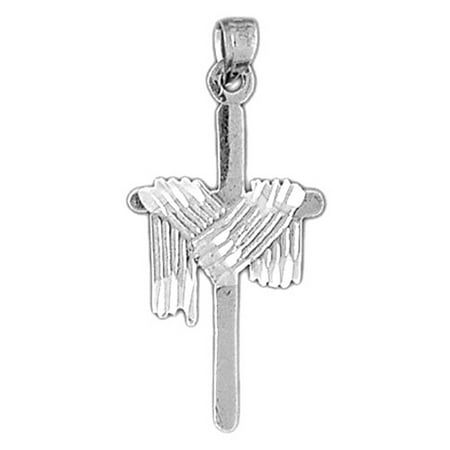 18K White Gold Cross With Shroud Pendant - 36 mm