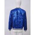 thumbnail image 4 of iEFiEL Girls Sparkle Bomber Flight Jacket Shiny Sequins Zipper Hip Hop Jazz Dance Performance Coat Tops Royal Blue 16, 4 of 7