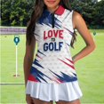 thumbnail image 2 of XYZCANDO Golf Pattern Golf Sleeveless Tops for Womens Versatile Stretchy Sleeveless Women Tennis Shirt XL Elastic Soft Zip Up Golfs Tops for Women Collared Tank Top, 2 of 7