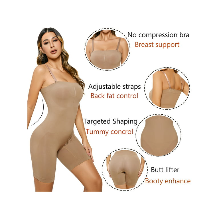 Tummy Control Shapewear for Women Seamless Bodysuit Overbust Corset Top Mid  Thigh Body Shaper Shorts