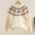 thumbnail image 2 of XAOWF Toddler Kids Girls Bulky Yarn Sweaters Cute Animal Graphic Long Sleeve Thickened Casual Knitwear Daily Wear Leisure Stylish Tops 5-6 Years, 2 of 7