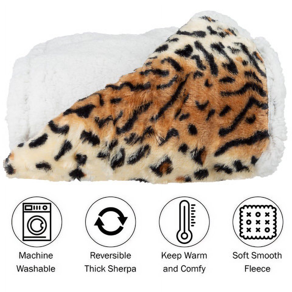 Lavish Home 50x60-Inch Machine-Washable Fleece Blanket (Tiger) - image 4 of 6