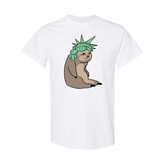 Inktastic Fourth of July Sloth Lady Liberty T-Shirt