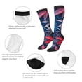 thumbnail image 3 of Naloa Red And Blue Leaves Knee Socks, High Socks Long Stretchy Sock Women Knee High Stocking, Long Socks for Women, 3 of 6