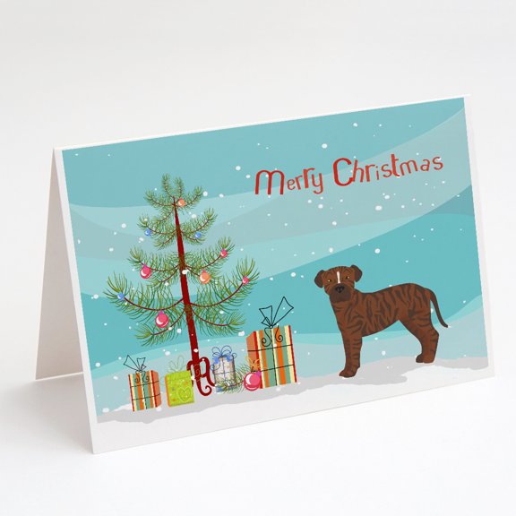 Bullboxer Christmas Tree Greeting Cards and Envelopes Pack of 8
