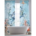 thumbnail image 6 of Sheer Curtain Panels Crab Rod Pocket Voile Window Curtains Marine Life Starfish Blue Window Treatments Ligh Filtering Privacy Curtain Drapes for Bedroom Living Room 2 Panel Set 108 Inch Length,, 6 of 9