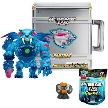 Mr. Beast Lab 6.5 Inch Collector Panther Articulating Action Figure in Signature Briefcase with MrBeast Mini 1 inch Swarms Mystery Collectable Toy Figure Gift Bundled Set