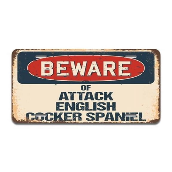SignMission A-LP-04-125 Aluminum License Plate - Beware of Attack English Cocker Spaniel