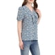 thumbnail image 4 of INSPIRAR CHIC Blusa de Manga Corta con Botones y Volantes de Estampado Floral para Mujeres Talla S Azul, 4 of 7
