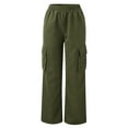 thumbnail image 4 of Gvdentm Scrub Pants Women's Casual Loose Elastic Shiny Pocket Wide Leg Pants Trousers Baggy Cargo Pants for Women(Green,4XL), 4 of 8