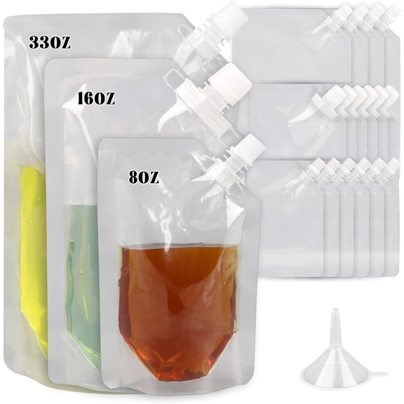 16 count Drink Flask Pouches, Juice Bags | Concealable and Drink Pouches for Travel, Outdoor , Concerts, Events