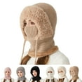 thumbnail image 4 of 3 in 1 Beanie Hat with Scarf and Mask,Womens Knit Beanie Hat Fleece Lined Winter Scarf Mask Set Snow Caps, 4 of 8