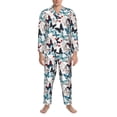 thumbnail image 3 of Fotbe Butterfly Pijama de Hombre con Estampado de Manga Larga, Conjunto de 2 Piezas, Ropa de Dormir Suave y Cómoda con Bolsillos-Small, 3 of 7