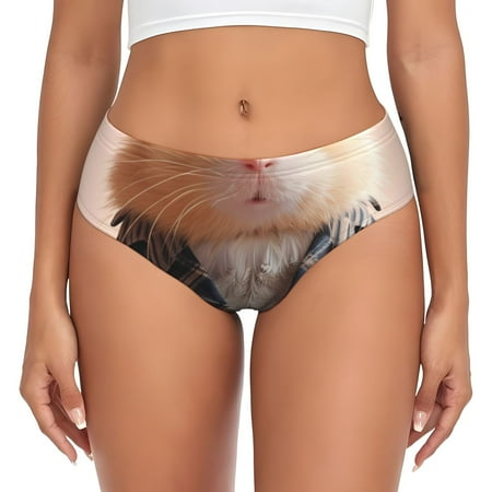 Naloa Cute Mouse In Glasses Womens No Show Cotton Underwear Mid-High Waisted Soft Ladies Panties Strech Breathable Briefs -X-Large