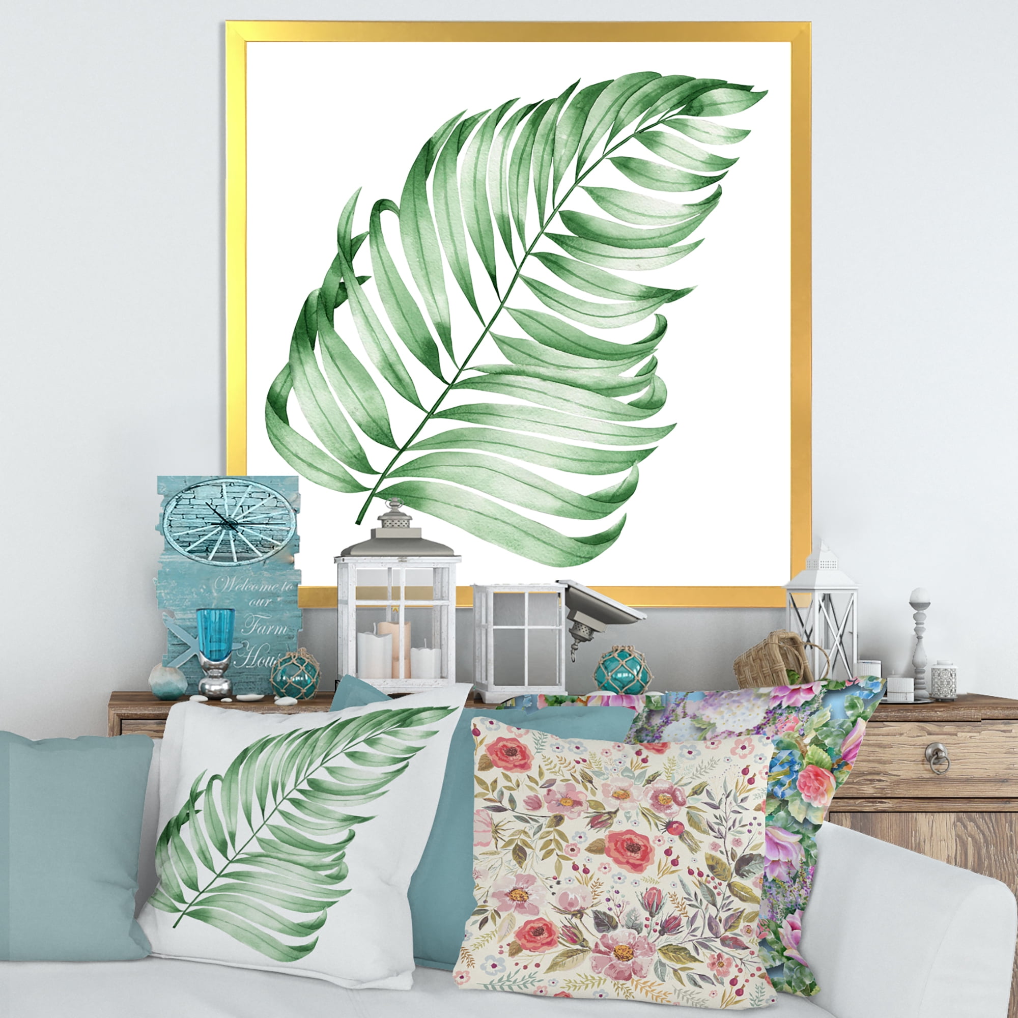 Designart 'Close Up Of Tropical Leaf Of Monstera II' Farmhouse Framed Art Print