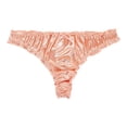thumbnail image 4 of Uootdi Satin Thong Panties for Women Ruffled Edge Bow Detail No Show Support Briefs Smooth Soft Daily Intimates Gift, 4 of 5