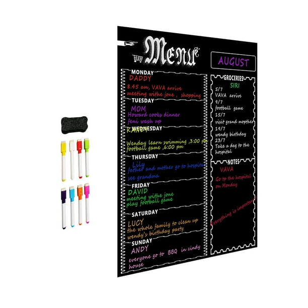 Moyic Tablero adhesivo para planes semanales, de notas para cocina, refrigerador, pizarra, tablero adhesivo, nuevo Cocina y Comedor negro Moyic HA6217-01B