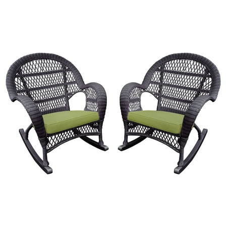 Jeco Santa Maria Wicker Patio Rockers with Optional Cushion - Set of 2