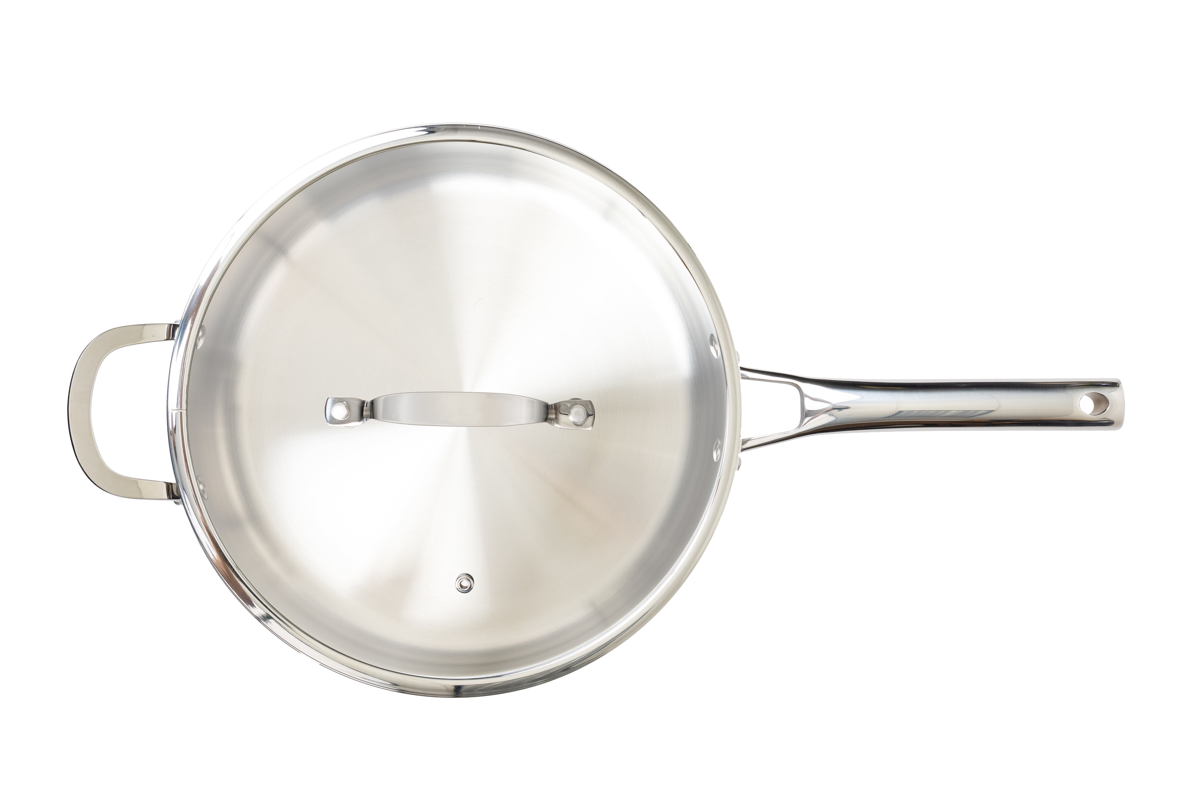 CoreClad 6-Quart Tri-Ply Stainless Steel Saute Pan with Glass Lid, Fully Clad 18/10 Stainless Steel, Induction Compatible, Dishwasher Safe, Oven Safe to 500°F, Deep Saute Skillet with Helper Handle