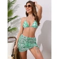 thumbnail image 4 of DARING DIVA Women's Water Ripples Colorblock Halter Bikini Set X-Small Green White, 4 of 6
