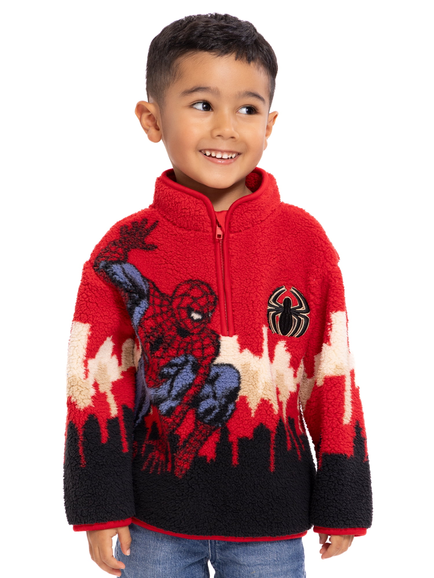 Spider-Man Toddler Boys Plush Fleece Half Zip Sweatshirt, Sizes 12M-5T