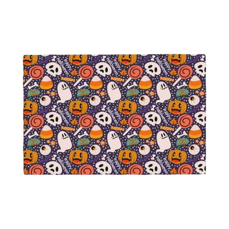 

Table Placemats Set of 6 - Pumpkin And Flying Bat1 12x18 In Faux Linen Double Heat Resistant Place Mats Cloth Indoor/Outdoor Placemats Washable Table Mats for Dining Kitchen Party