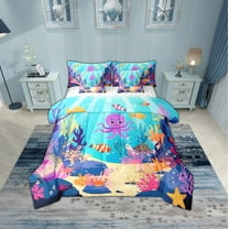Erosebridal Animal Octopus Bedding Sets Twin Size,Marine Wildlife Comforter Sets with Sheets,Ocean Theme Decor,Reversible,Breathable,7pcs