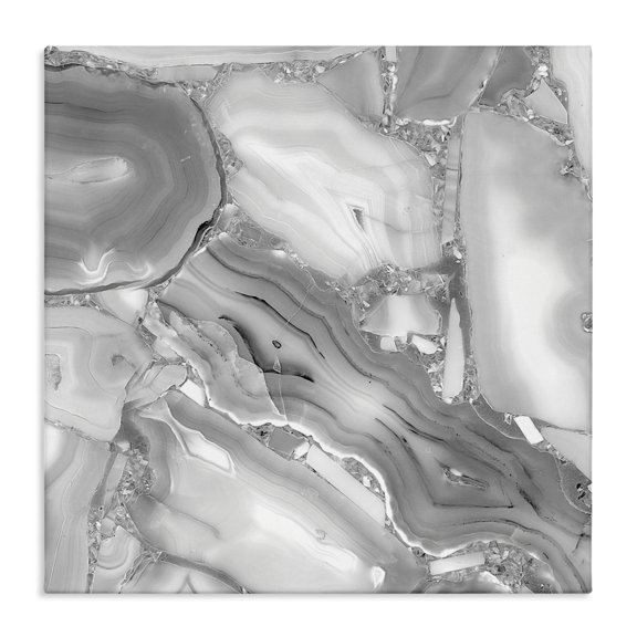 Stupell Industries Modern Silver Geode Abstraction Rocky Earth Detail Canvas Art, 17 x 17, by Lil' Rue