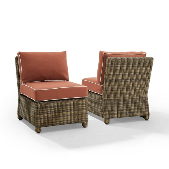 Crosley Furniture Bradenton Armless Patio Chair in Sangria and Brown (Set of 2)