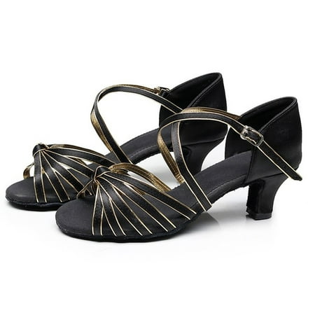 

Cathalem Dance Salsa Prom Shoes Latin Women s Shoes Ballroom Dance Women s high heels compatible with Macrame Summer Shoes Gold 5.5