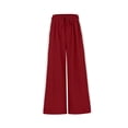 thumbnail image 3 of Women's Casual Pants Drawstring Print Color Block Side Striped Straight Leg Wide Leg Loose Pants, 3 of 9