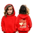 thumbnail image 2 of LUOGENLI Hoodies for Girls Teen Girls Casual Long Sleeve Hoodies Cute Oversized Pocket Sweatshirt Tops Girls Sweatshirts Size 10 Girls Hoodies Size 10-12 Zip up Black Red 8-9 Years, 2 of 9