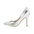 thumbnail image 6 of Charles David Maxx Silver Slip On Pointed Toe Padded Footbed Fabric Dress Pumps (Silver, 6), 6 of 6