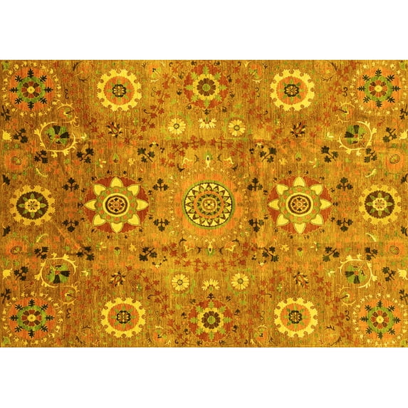 Ahgly Company Indoor Rectangle Abstract Yellow Modern Area Rugs, 5' x 8'