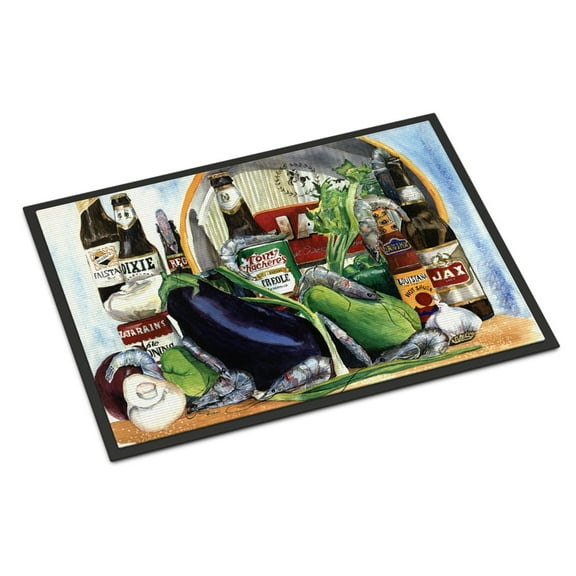 Carolines Treasures 1007MAT Eggplant and  Orleans Beers Door Mat Indoor Rug or Outdoor Welcome Mat 18X27 Doormat 18H X