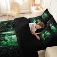 thumbnail image 5 of Homewish Spooky Halloween Skull 7 Pieces Full Size Bedding Sets,Green Rose Floral Full Size Bed in a Bag,Black Reversible, 5 of 8