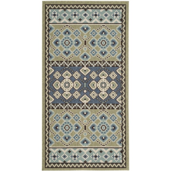 SAFAVIEH Veranda Moriah Southwestern Indoor/Outdoor Area Rug, 2'7" x 5', Green/Blue