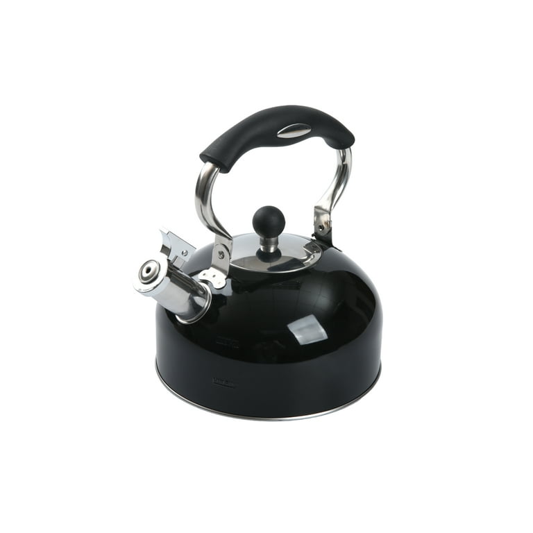 Rorence 3.5-Quart Stainless Steel Whistling Tea Kettle - Black