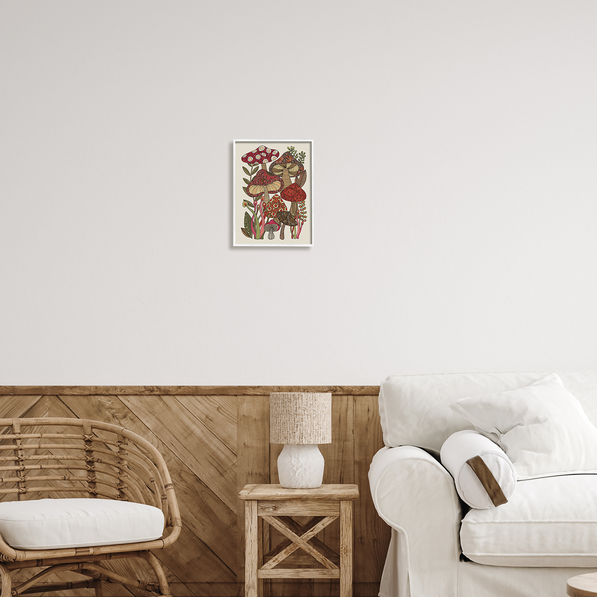 Stupell Industries Layered Mushrooms Nature Botanicals Intricate Floral Patterns Graphic Art White Framed Art Print Wall Art, Design by Valentina Harper