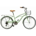 thumbnail image 4 of ACEGER 24 inch woman cruiser bike 7 speed bicycle with rattan basket and rear rack, Green, 4 of 6