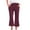 Wine Red, variant on yunLCZ Women's Straight Leg Pants High Wa Women's Fashionable Casual Cotton And Linen Pocket Waist Slim Bell Bottom Pants