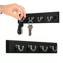 Q&Q BASICS Wall Mount Key Rack Hanger Holder 4 Hook Chain Storage Keys Organizer Home Decor, Hardware Included, Black