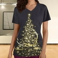 thumbnail image 2 of FAFWYP Christmas Scrubs for Women, Casual Loose Scrubs Tops Summer Short Sleeve V Neck Workwear Nursing Uniform Shirt Medical Blouse with Pockets on Clearance, 2 of 5